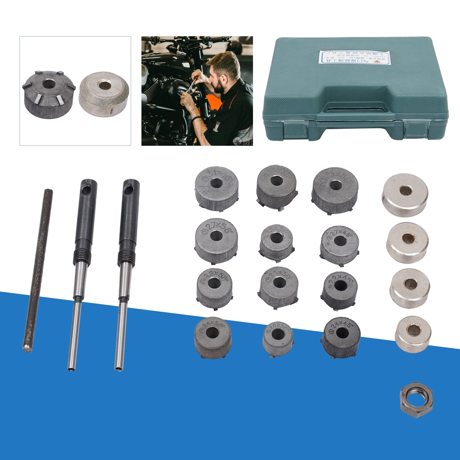 Universal Valve Seat Reamer Grinding Wheel Set Repair Cutter Valve Tool