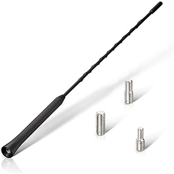 Universal Vehicle Antenna Replacement 16 Inch, AM FM Roof Mount Car Radio Antenna Mast, Flexible Rubber Antenna with 3 Screw Thread Adapters