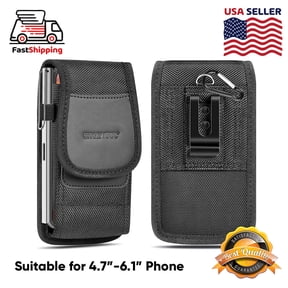 Universal Vertical Nylon Pouch Cell Phone Case Holster with Credit Card Slot, Belt Clip Loop (4.7-6.1")