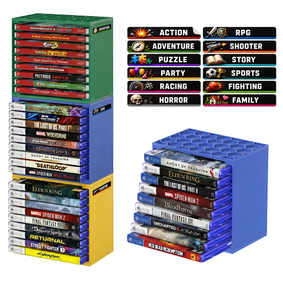 Universal Video Game Storage Stand Tower - Stores 36 Games or Blu-Ray Disks-Game Holder Rack for PS4, PS5, Xbox One, Xbox Series X/S Games and Blu-Ray Discs, 3 PACK