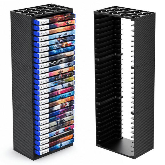 Universal Video Game Storage Tower, Stores 27 Games or Blu-Ray Disks Compatible with PS5/PS4/Xbox/Switch , 3 Tiers