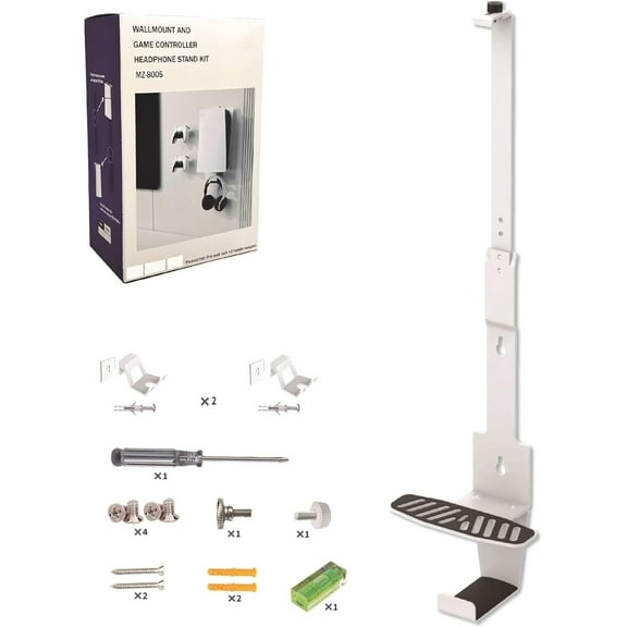 Universal Wall Mount Stand Bracket for PS5 Pro/for PS5 Slim/for PS5 Console, Aluminum Alloy Metal Storage Holder Hanger with Screws, Space Saving Stand for All P5 Disc & Digital Edition (White)