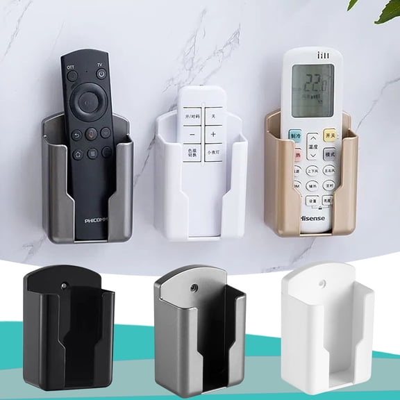 Universal Wall Mount Storage Box | No Drill Self-Adhesive Organizer for Remote Control, Phone & Pens | 10x6.3x4cm Plastic Holder for Home, Office & School