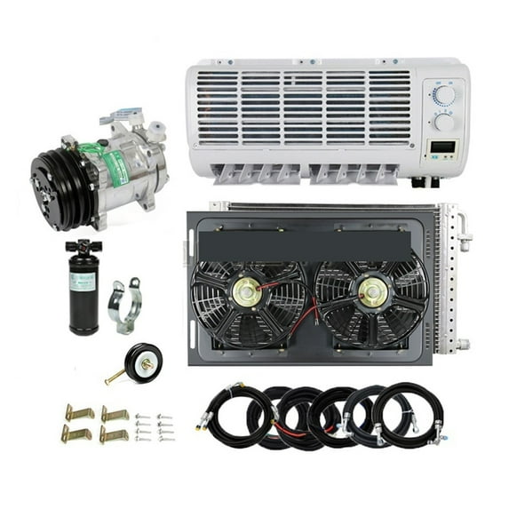 Universal Wall-mounted A/C Air Conditioner ,12V24V With Double Fan For Heavy Duty Truck Van Tractor Excavator Engineering Vehicle ,Efficient Cooling