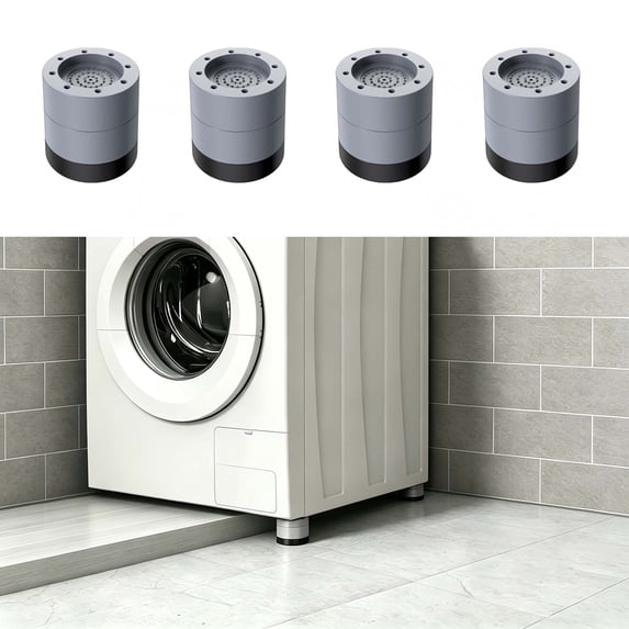 Universal Washing Machine Anti-Vibration Pads | Adjustable Height Leveling Feet | Shock Absorbing Rubber Base for Front Load & Top Load Washers | 1-Pack Household Appliance Stabilizer