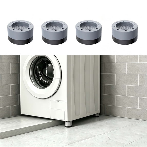 Universal Washing Machine Antiskid Shock Absorbing Pads | Adjustable Height Leveling Feet for Front Load & Top Load Washers | 4-Pack Rubber Vibration Dampeners for Household Appliances
