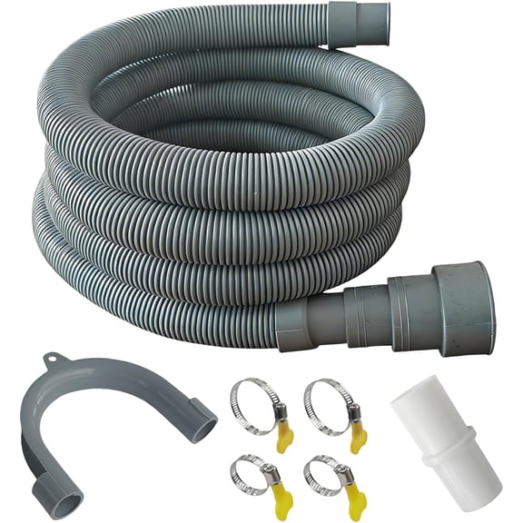Universal Washing Machine Drain Hose, 3.2ft Flexible Dishwasher Hose Extension Kit for Portable Sink & Dehumidifier with 4 Clamps, 1 Adapter & U-Bend Holder (3.2feet)
