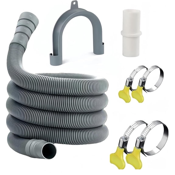 Universal Washing Machine Drain Hose Kit, 10FT Extra Long with U-Bend Bracket & 4 Clamps, for Washer Dishwasher Dehumidifier Sink RV