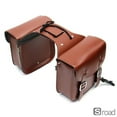 thumbnail image 1 of Universal Waterproof Motorcycle Saddlebags, PU Leather Pannier Luggage Storage Bag With Metal Buckles For Cruiser Touring Bike,Brown,One Size, 1 of 14