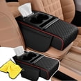 thumbnail image 1 of Universal Waterproof PU Leather Center Console Pad - 5-in-1 Car Armrest Box Cover with Cup Holder, Tissue Slot & Phone Holder, 1 of 8