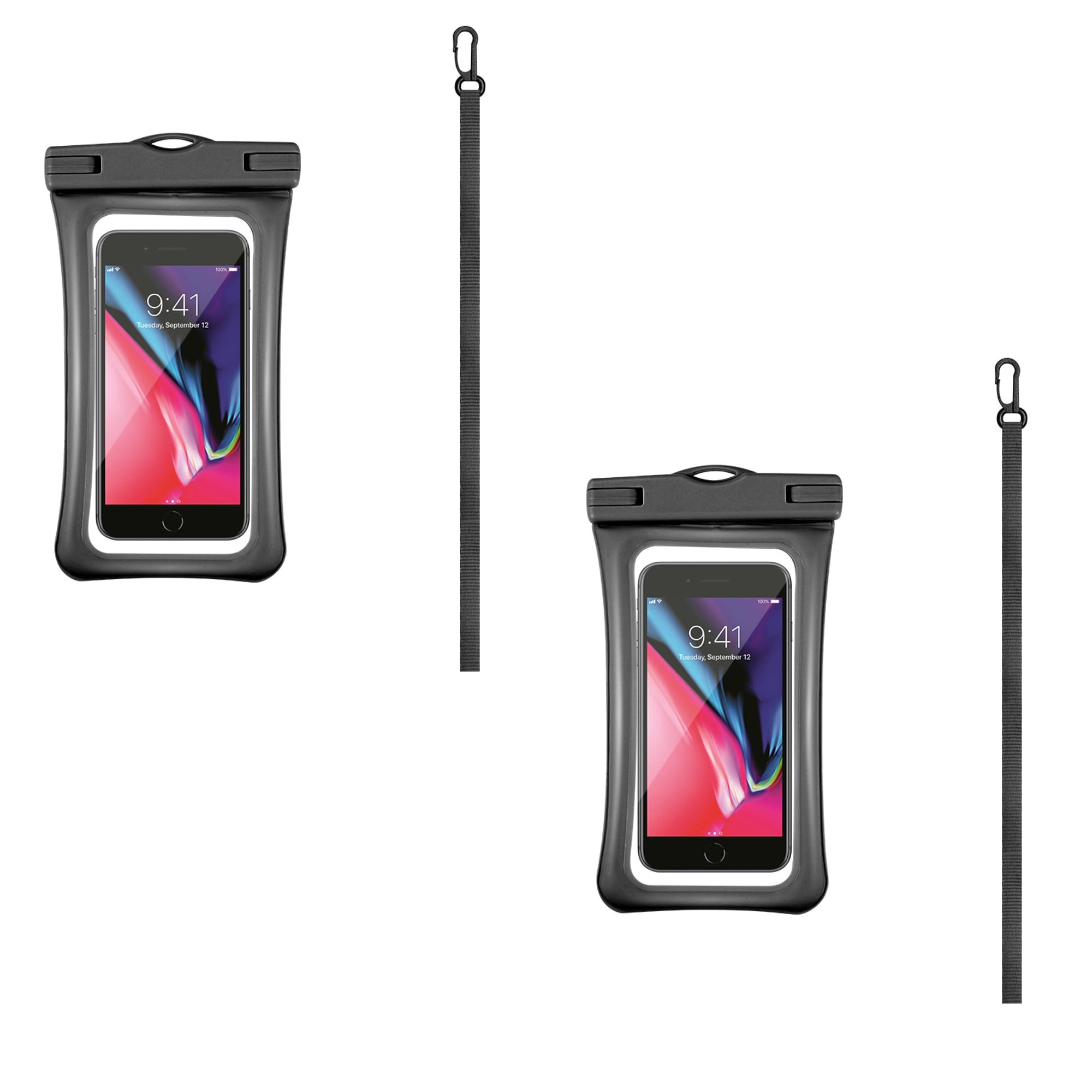 Universal Waterproof Phone Pouch 2-Pack – Clear Touchscreen Phone Protection with Lanyard