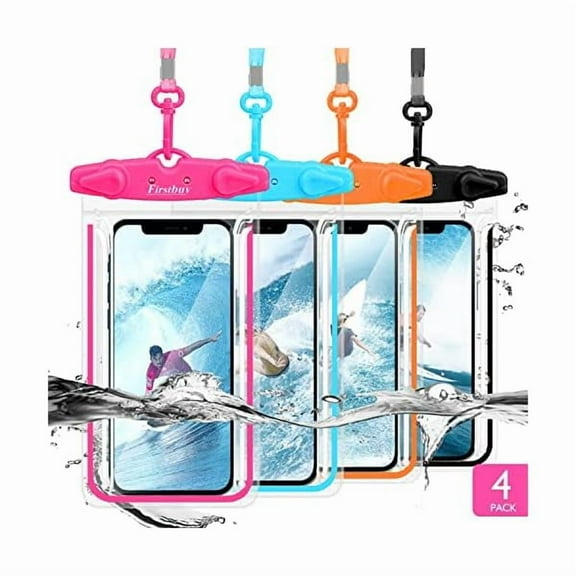 Universal Waterproof Phone Pouch, 4 Pack Waterproof Phone Case with Lanyard Protector for iPhone 1615 14 13 12 Pro Max XS Plus Samsung Galaxy Note up to 7.5", IPX8 Cellphone Dry Bag Beach Essentials