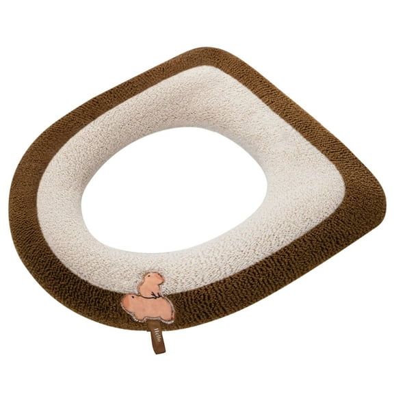 Universal Waterproof Toilet Seat Cushion with Hanging Loop Bathroom Soft and Warm Washable Toilet Seat Cover Pads (Coffee)