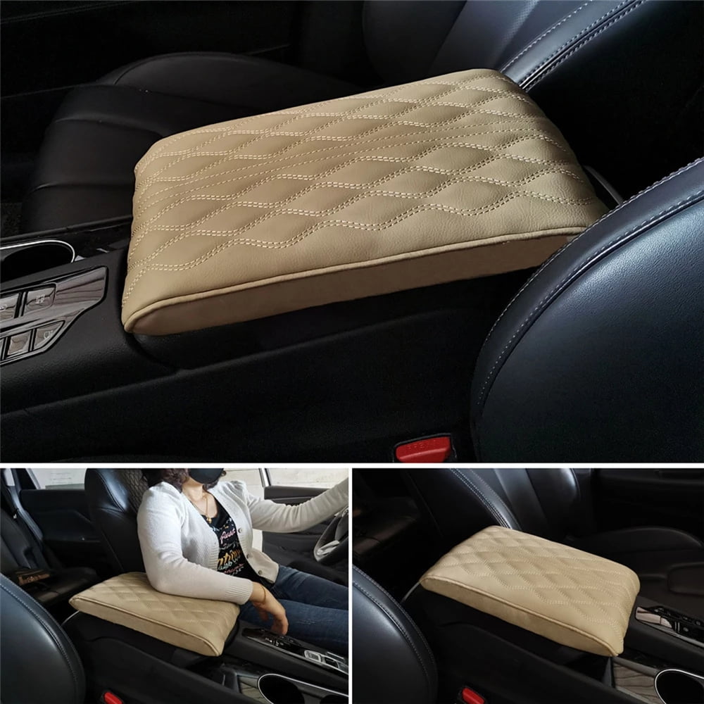 Universal Wave Embroider PU Leather Car Armrest Mat Center Console Arm Rest  Protection Cushion Auto Armrests Storage Box Cover Pad 