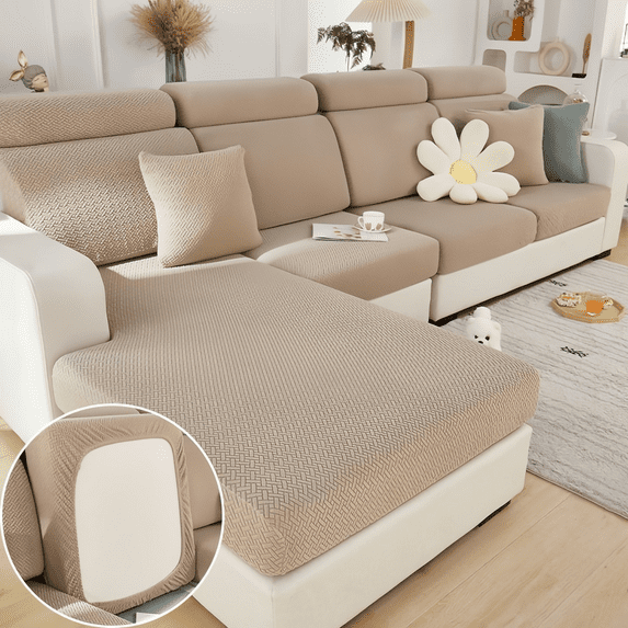 Universal Wear-Resistant L Shape Sofa Covers, Interior Magic Sofa Covers, Chaise Lounge Sofa Slipcover, Replacement Anti-Slip Furniture Protector (Coffee, Pillowcase Cover)