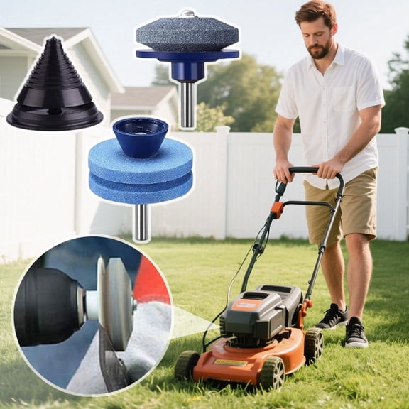 Universal Wear Resistant Lawn Mower Blade Sharpener Tool, Double Layer Corundum Sharpening Wheel for Any Power Drill Use, Handy Garden Tools for Lawn Care and Blade Maintenance