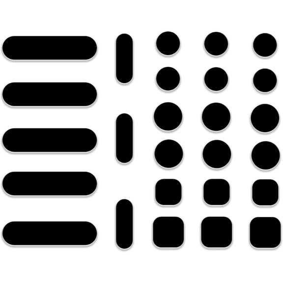 Universal Webcam Cover Stickers - Privacy Protection Accessory, No Residue Application, Safe Screen Closure - Dots,Squares and Bars, 26 Pieces - Black