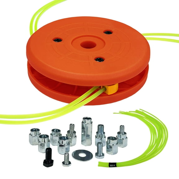 Universal Weed Eater Head, H011 Easy Load String Trimmer Head Replacement Weed Wacker Head Fits Most Standard Models of Gas and Electric Weed Trimmer, Includes 15 pcs 1FT-0.095" Trimmer Line, Orange