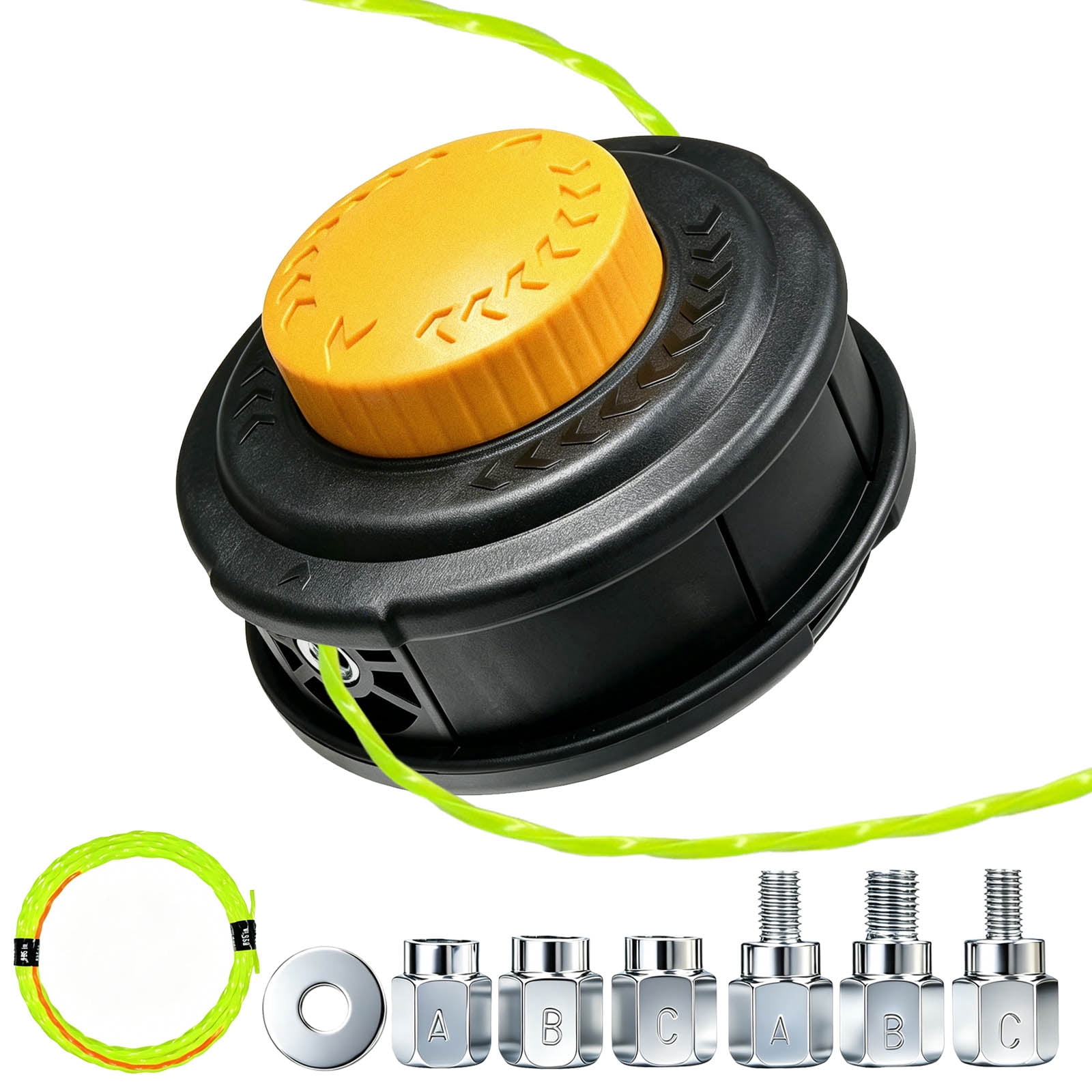 Universal Weed Eater Head, Speed Feed Trimmer Head String Trimmer Head Weed Wacker Head Replacement for Echo, Ego, Dewalt, Stihl, Husqvarna Trimmer Weed Eater, with 14FT/0.095 Trimmer Line-Orange