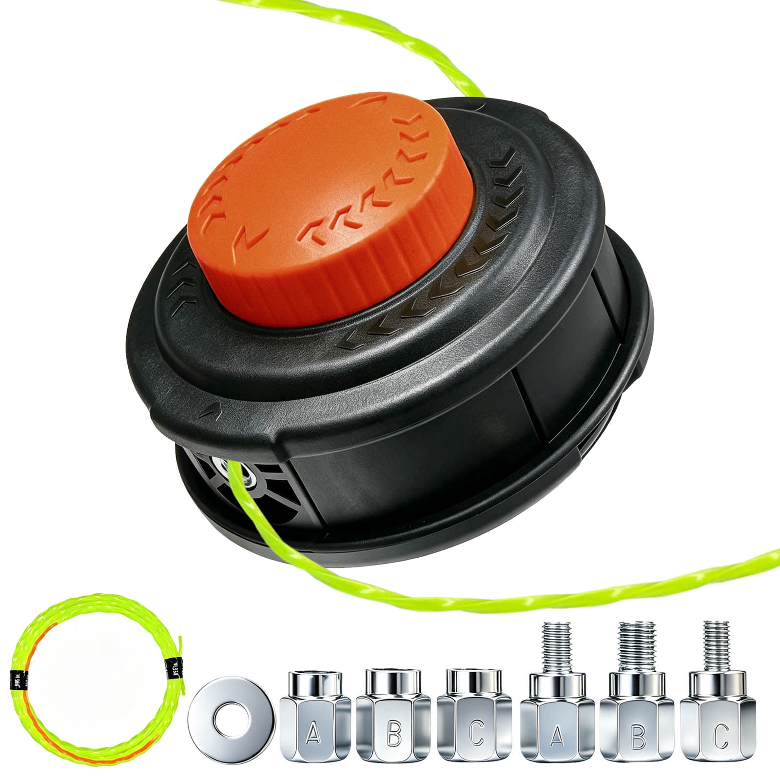 Universal Weed Eater Head, Speed Feed Trimmer Head String Trimmer Head Weed Wacker Head Replacement for Echo, Ego, Dewalt, Stihl, Husqvarna Trimmer Weed Eater, with 14FT/0.095 Trimmer Line-Orange