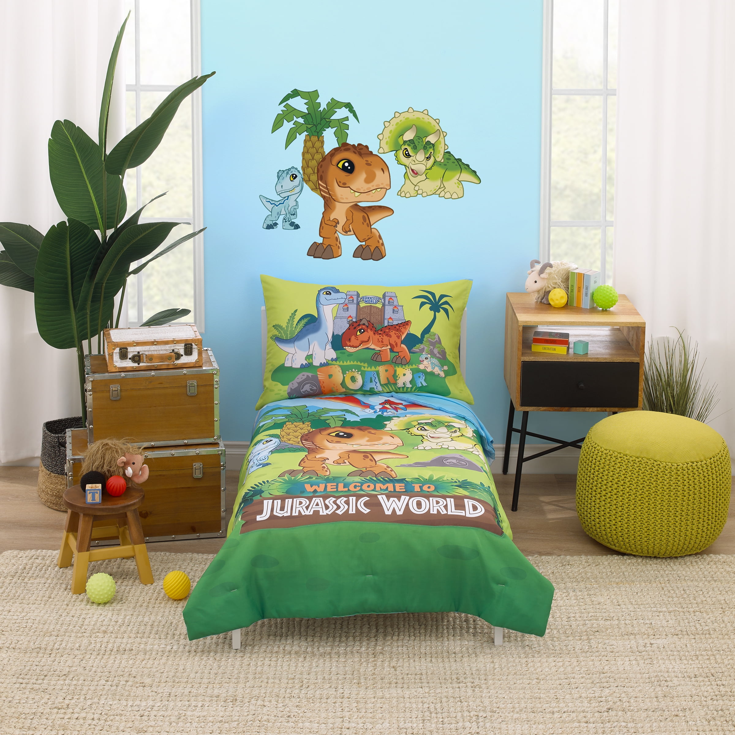 Jurassic World Fallen Kingdom Bettwäsche-Set – Mikrofaser-Bettlaken 4-teilig Full Size