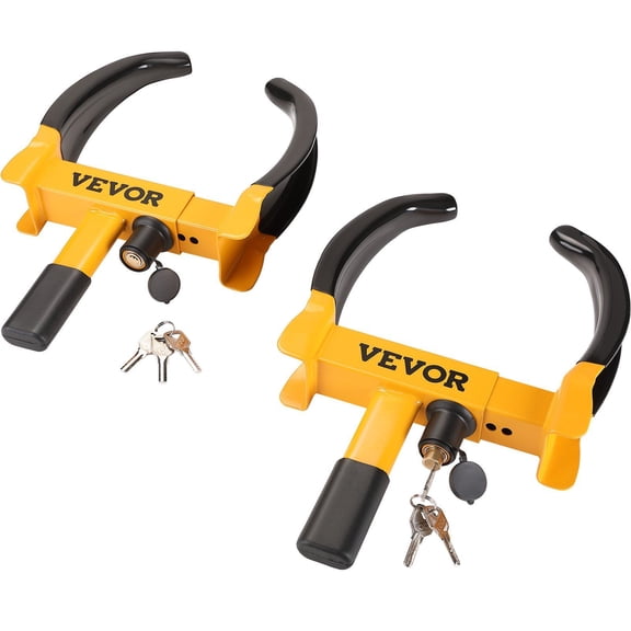 Universal Wheel Clamp Lock 2 Pack Adjustable Anti Theft Heavy Duty Steel Tire Lock for ATV RV SUV Car Golf Cart Boat Motorcycle with 6 Keys