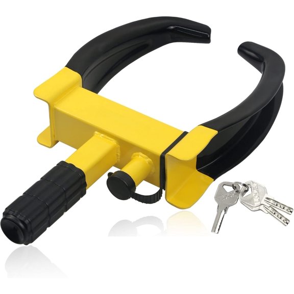 Universal Wheel Lock, Trailer Wheel Lock Anti Tire Lock, Heavy Duty Wheel Clamp Adjustable for SUV Golf Cart ATV Deterrent Bright Yellow/Black, 3