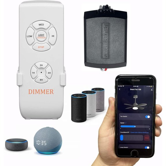Universal  WiFi Ceiling Fan Remote Control Kit, Compatible with Alexa,  Assistant and  Life App, No Hub Required DIMMER