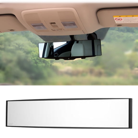 Universal Wide Angle Rear View Mirror, 12" Convex Panoramic Interior Car Mirror to Reduce Blind Spots, Anti-Glare HD Rearview Mirror Clip-On for Cars, SUVs, and Trucks