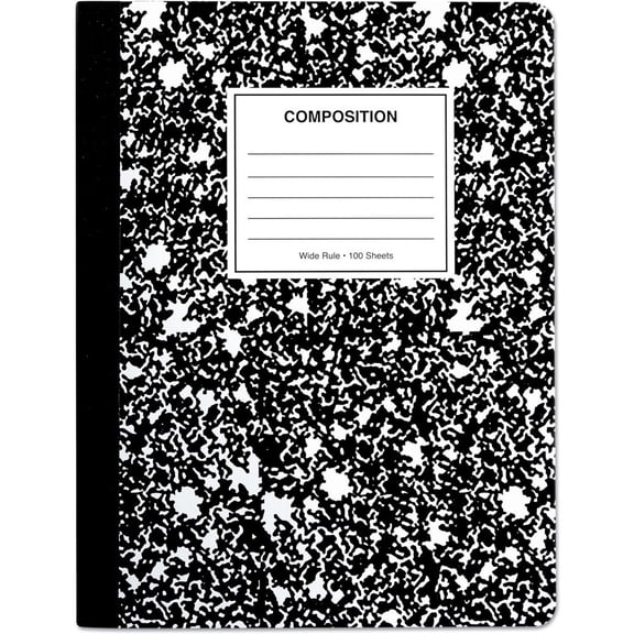 Universal Wide Rule Composition Notebooks, Black Marble, 100 Sheets, 6 Pack