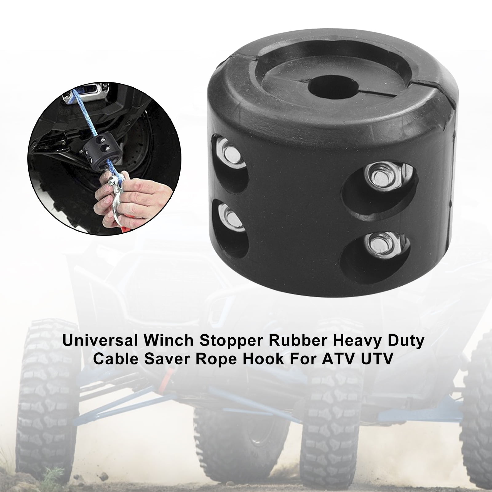 Food Save Rope Universal Winch Stopper Rubber Heavy Duty Cable Saver Rope Hook For ATV ...