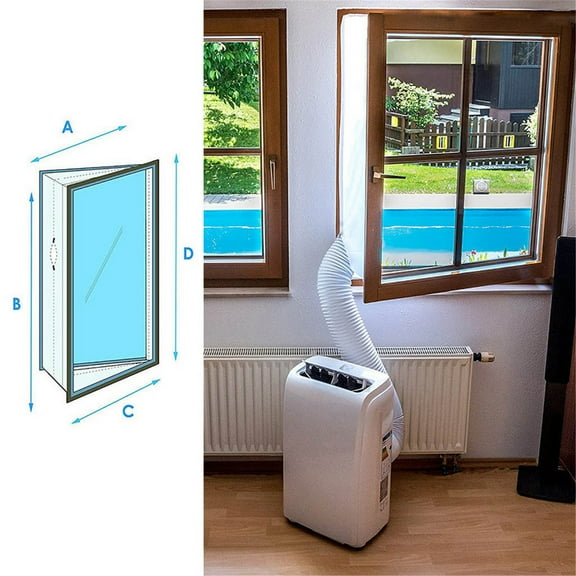 Universal Window AC Vent Panel | 400cm Adjustable Zipper Opening | Weatherproof Fabric for Mobile Air Conditioners, Dehumidifiers & Dryers | Easy Installation with Adhesive Strip | 1-Pack