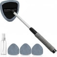 thumbnail image 1 of STORGENER Windshield Cleaner Tool, 4 Washable Reusable Microfiber Pads, Extendable Long Handle, Auto Interior & Exterior Glass Wiper Kit for Office and Home, Gray, 1 of 7