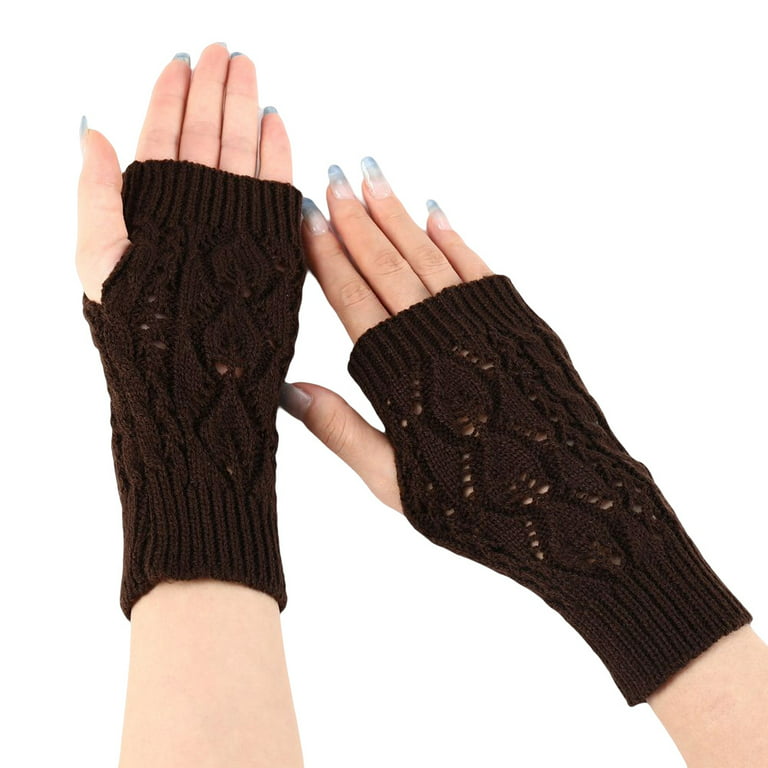 Universal Winter Fingerless Gloves Thick Soft Knitted Warm Anti-slip Design  for Christmas Thanksgiving Day Gifts Beige 