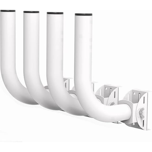 Universal Wireless Bridge Bracket, 150 Adjustable Lightweight J-Pole Mount for Wall or Pole, 12 in Outdoor Antenna Mast, 1.4 in OD, for PTP Access Point CPE WiFi Extender, White(4-Pack)
