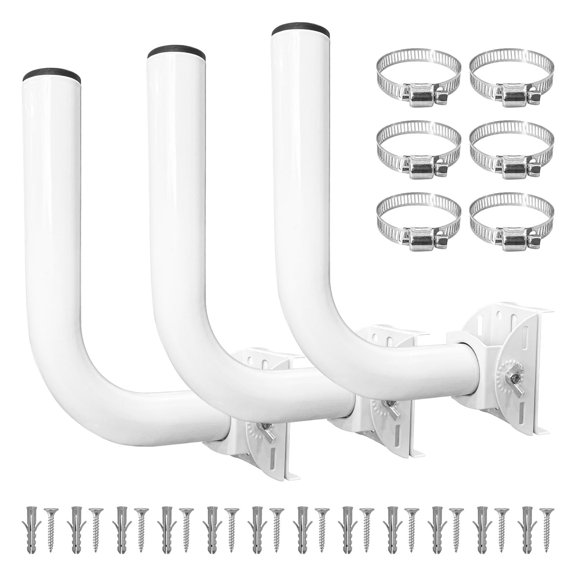 Universal Wireless Bridge Bracket Mount, 3 Pack J Pole Mounts, Adjustable Pole and Wall-Mounted Mount for Outdoor Point to Point AP Access Point Client CPE, Outside TV Antenna