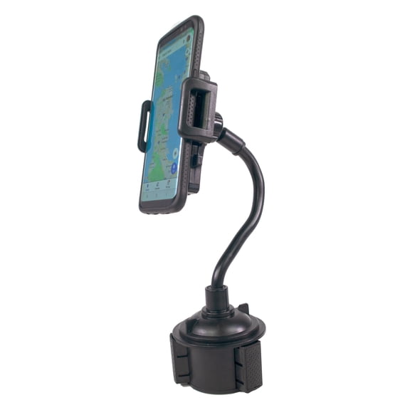 Universal Wireless Car Cell Phone Cup Holder Mount W/ Adjustable Gooseneck & 360 Degree Rotating Holder - Fits Any Smart Phone