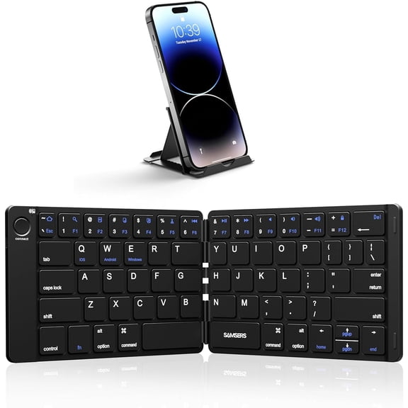 Universal Wireless Keyboards Ultra Light Portable Mini Keyboard with Adjustable Angle Stand & Leather Case,Computer Rechargeable Travel Bluetooth for iPad Android,Windows and iOS
