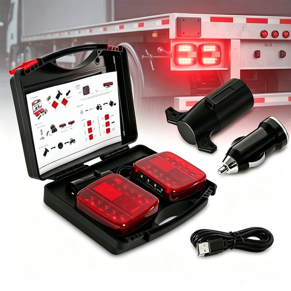 Universal Wireless LED Trailer Towing Light Kit - Waterproof Magnetic Tail Stop Brake Running Turn Signal Lamps for Truck RV Boat Camper 12V