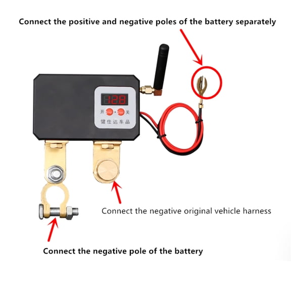 Universal Wireless Remote Control Button / automatic Control 12v Car Battery Disconnect Cut Off Isolator Master Switches Voltmeter Display