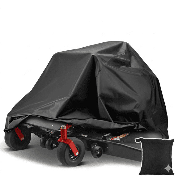 Universal Zero-Turn Mower Cover, Heavy Duty 600D Waterproof Riding Lawn Tractor Cover for Decks up to 60", All-Weather UV Protection, Black