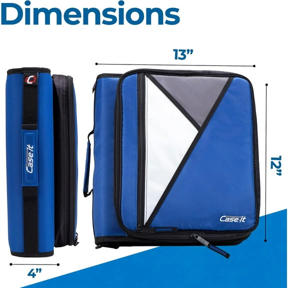 The Universal Zipper Binder - 2 Inch O-Rings Padded Pocket That Holds up to 13 Laptop/Tablet Multiple Pockets 400 Page Capacity Comes with Shoulder Strap Midnight Blue LT-