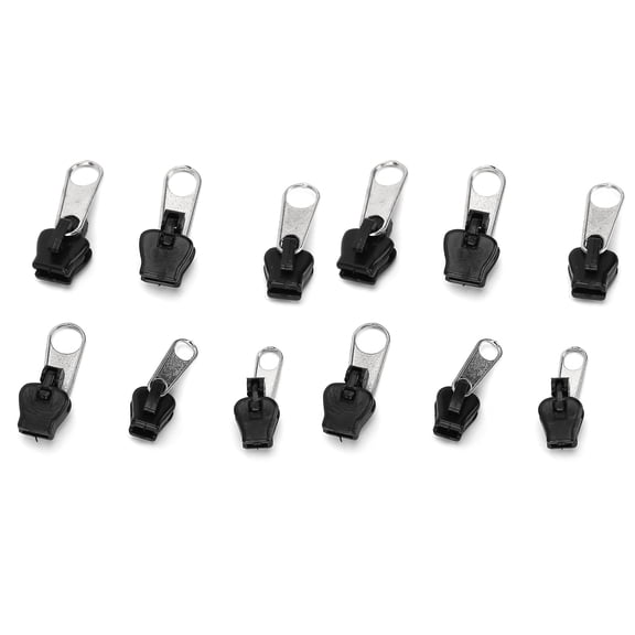 Universal Zipper Head Replacement Set 12Pcs Fixer Pull Sliders for DIY Jackets Coats Jeans Bags Silver
