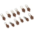 thumbnail image 1 of Universal Zipper Repair Kit 12Pcs Replacement Zipper Pull Sliders Fixer for DIY Jackets Coats Pants Bags Coffee, 1 of 9