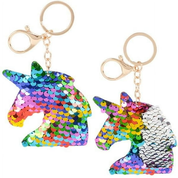 Universal affect 3" FLIP SEQUIN UNICORN KEYCHAINS, 2 pack