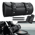Universal black motorcycle tool bag front fork handlebar saddlebag roll