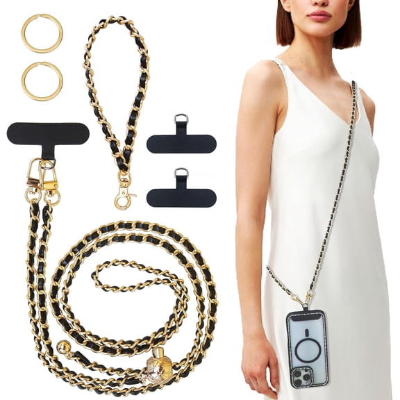 Universal body Phone Strap,Metal Cell Chain Leather Anti-Theft Lanyard