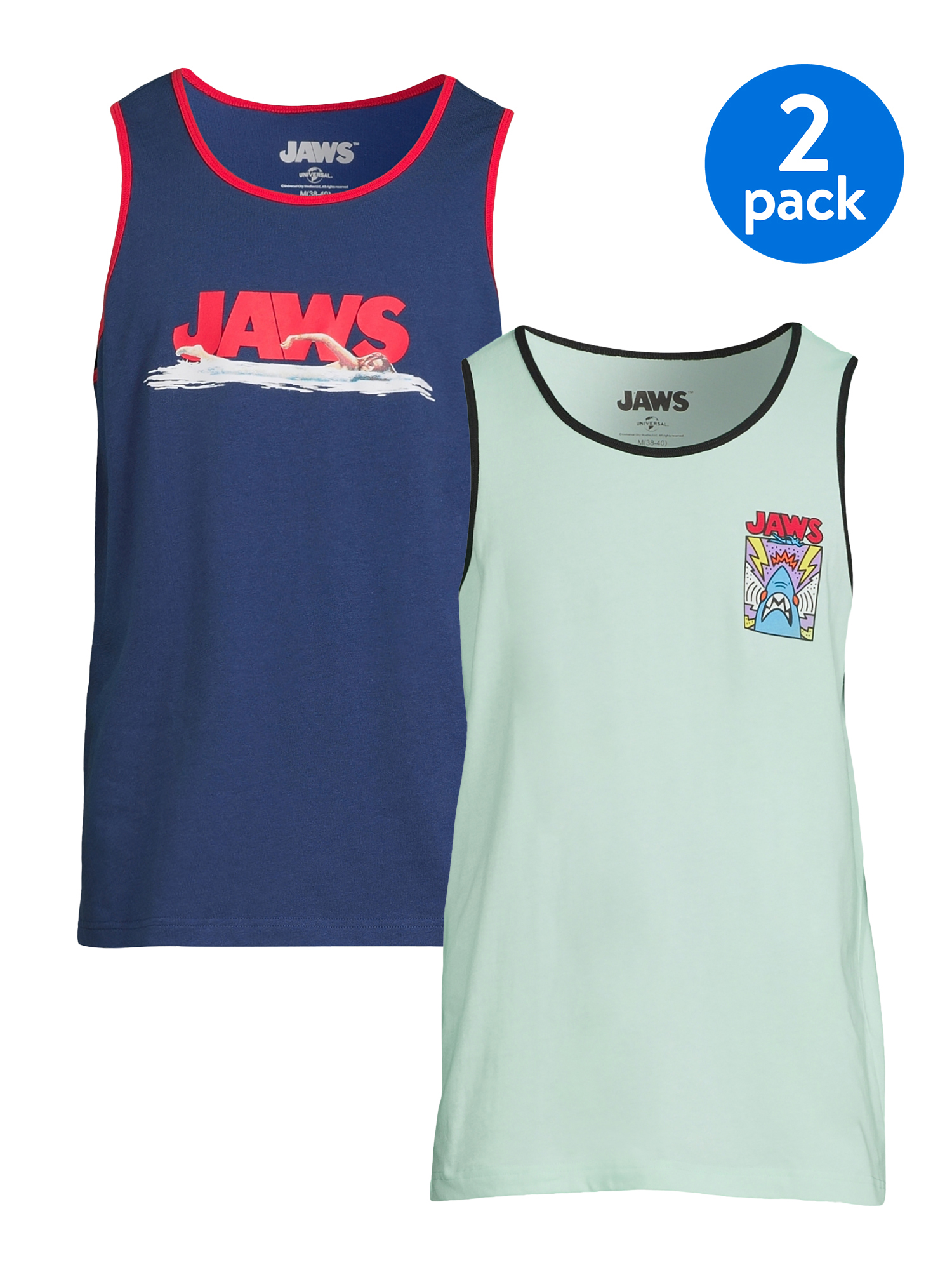 Universal by Jaws Sleeveless Graphic Print Tank Top (Men's or Men's Big & Tall) 2 Pack - image 1 of 9