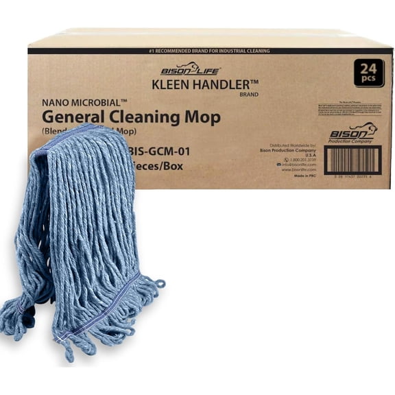 Universal cleaning mop heavy-duty commercial alternative, wet industrial blue cotton ring end string head filling
