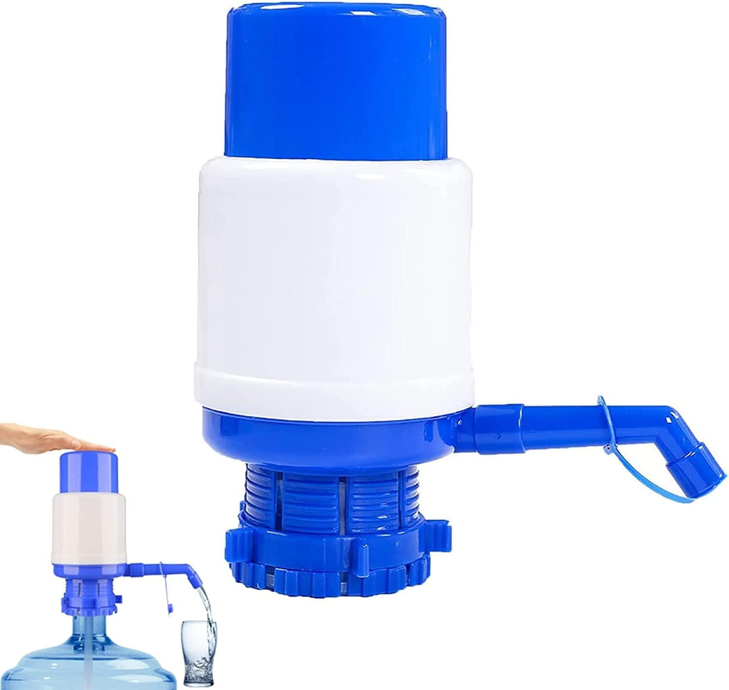 Universal compatible manual water dispenser with 2 to 5 gallon bottle water dispenser, portable manual pressure pump for bottles with cap diameter 52 ~ 55 mm